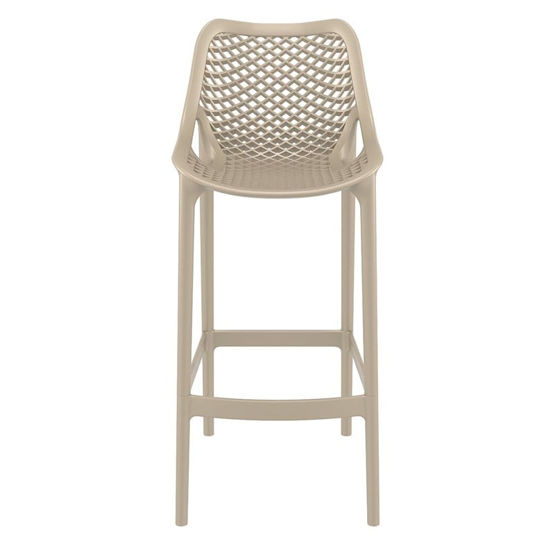 Pemberly Row Polypropylene Patio Bar Stool in Taupe - Set of 2