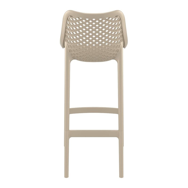 Pemberly Row Polypropylene Patio Bar Stool in Taupe - Set of 2