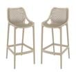 Pemberly Row Polypropylene Patio Bar Stool in Taupe - Set of 2