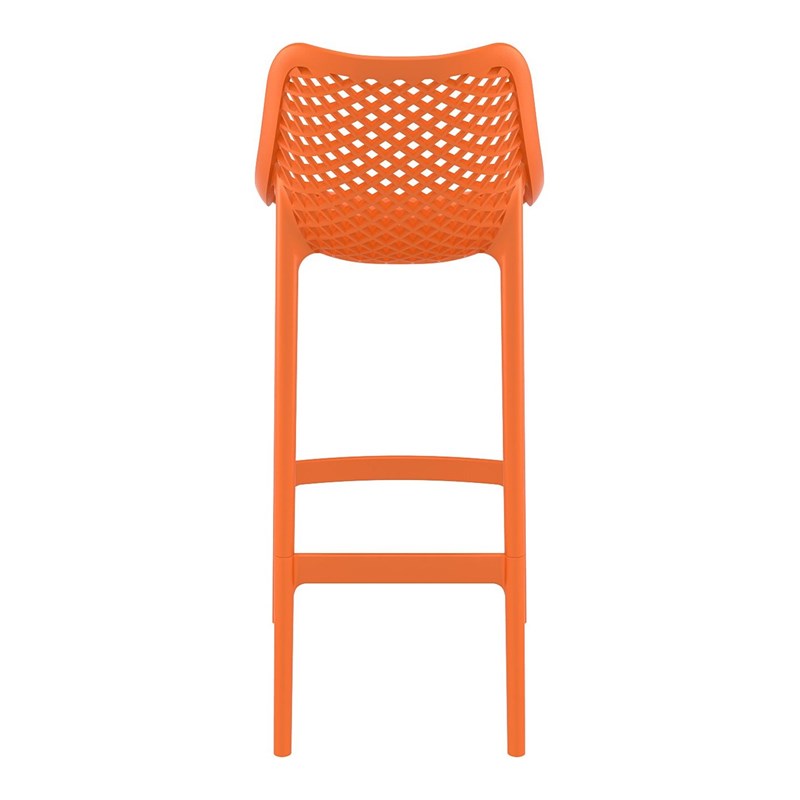 Pemberly Row Polypropylene Patio Bar Stool in Orange - Set of 2