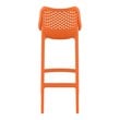 Pemberly Row Polypropylene Patio Bar Stool in Orange - Set of 2