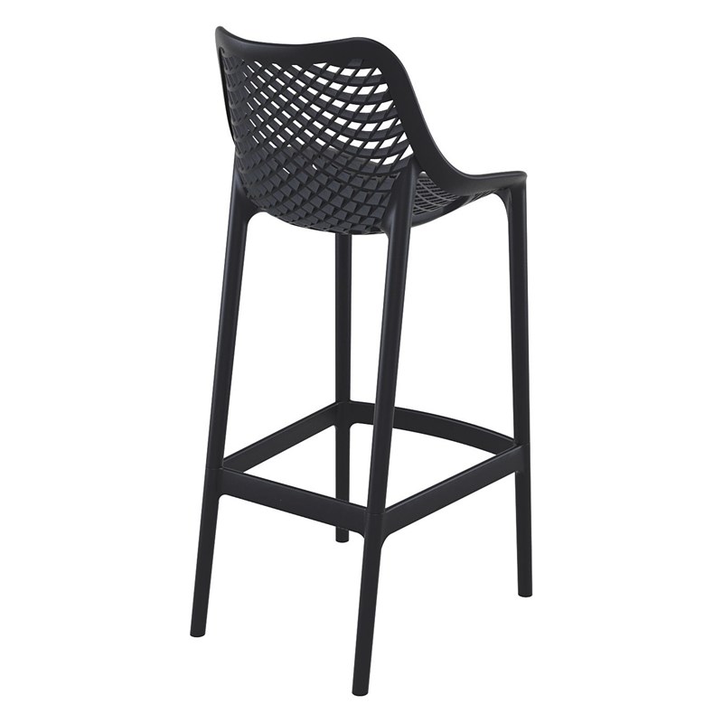 Pemberly Row Polypropylene Patio Bar Stool in Black - Set of 2