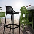 Pemberly Row Polypropylene Patio Bar Stool in Black - Set of 2