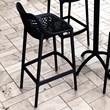 Pemberly Row Polypropylene Patio Bar Stool in Black - Set of 2