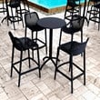 Pemberly Row Polypropylene Patio Bar Stool in Black - Set of 2