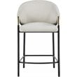 Pemberly Row Sloped Arm Counter Height Stool in Beige & Glossy Black - Set of 2