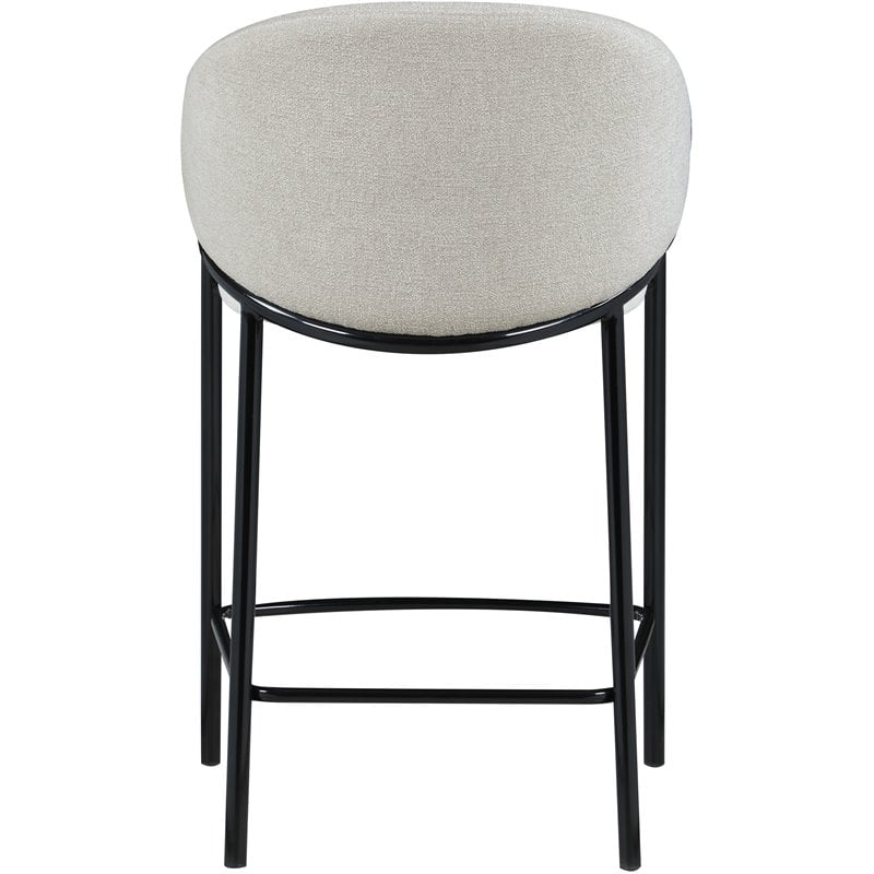 Pemberly Row Sloped Arm Counter Height Stool in Beige & Glossy Black - Set of 2