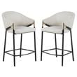 Pemberly Row Sloped Arm Counter Height Stool in Beige & Glossy Black - Set of 2