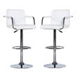 Pemberly Row Quilted Back Metal Swivel Bar Stool in Chrome and White - Set of 2