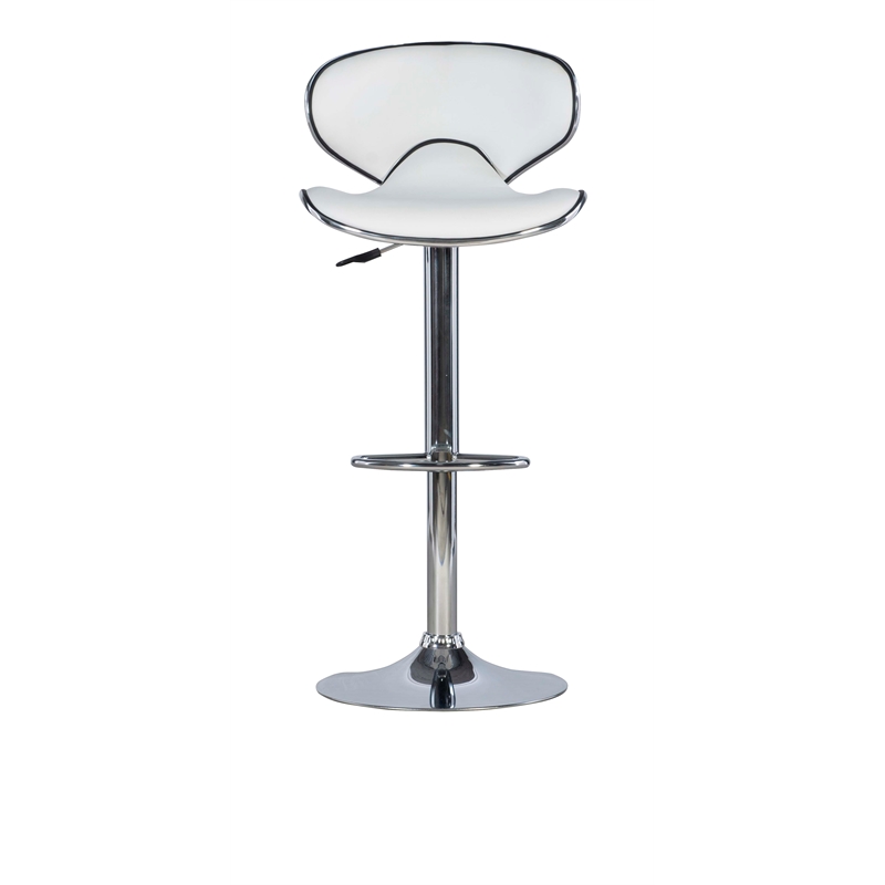 Pemberly Row Rounded Back Metal Adjustable Barstool in White - Set of 2