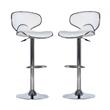 Pemberly Row Rounded Back Metal Adjustable Barstool in White - Set of 2