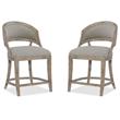 Pemberly Row Fabric Barrel Back Counter Stool in Soft Gray - Set of 2