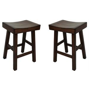 Pemberly Row 25&quot Wood Counter Stool in Espresso Finish - Set of 2