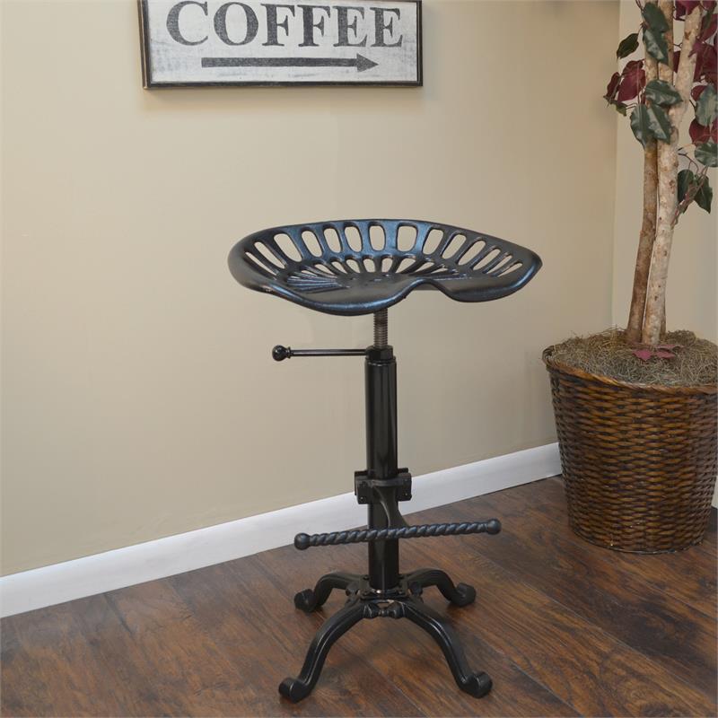 Pemberly Row Adjustable Tractor Seat Stool in Black - Set of 2