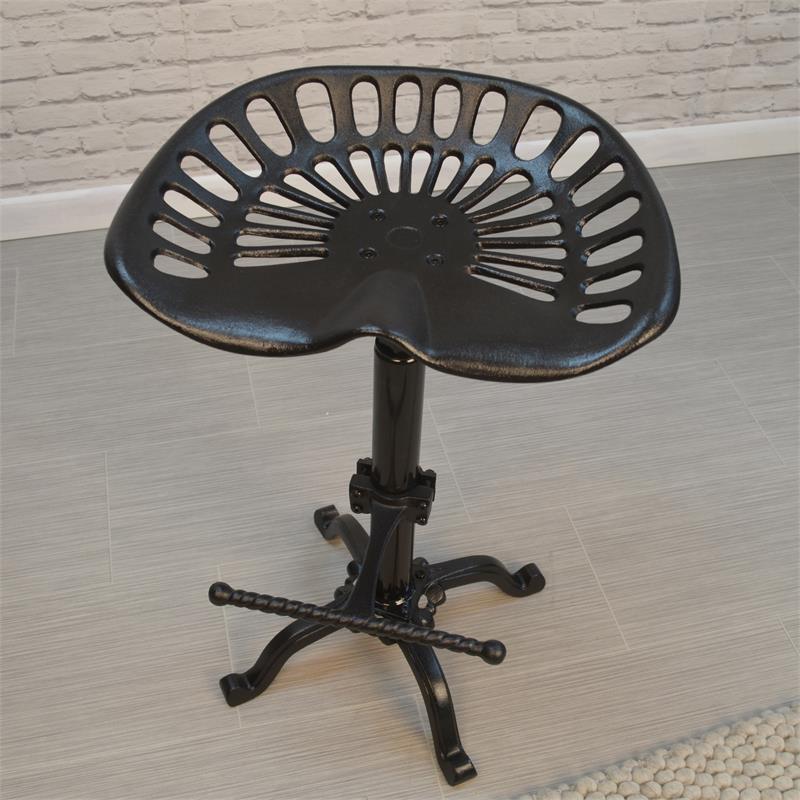 Pemberly Row Adjustable Tractor Seat Stool in Black - Set of 2