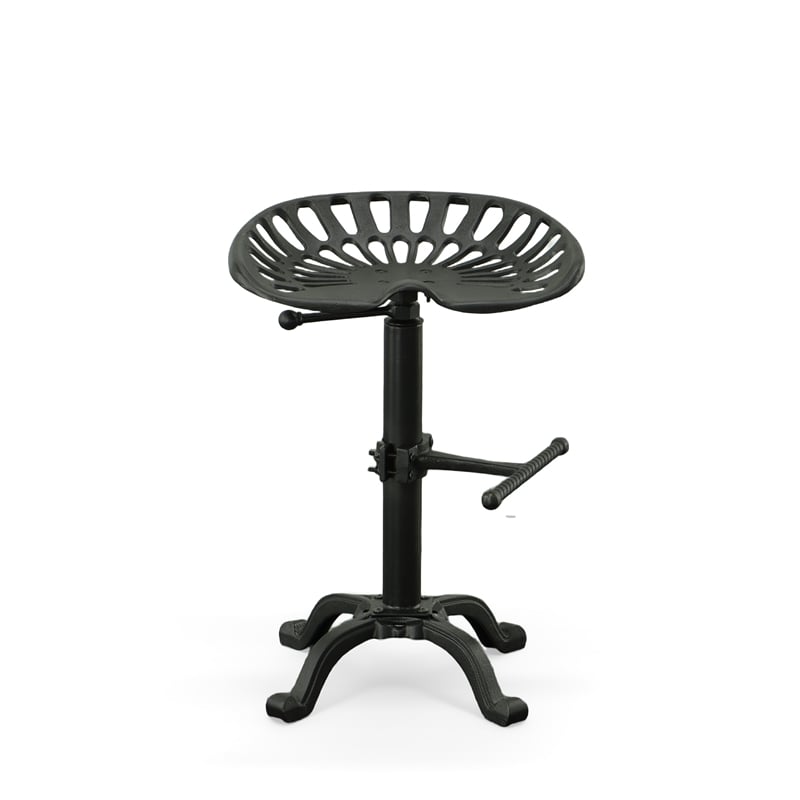Pemberly Row Adjustable Tractor Seat Stool in Black - Set of 2