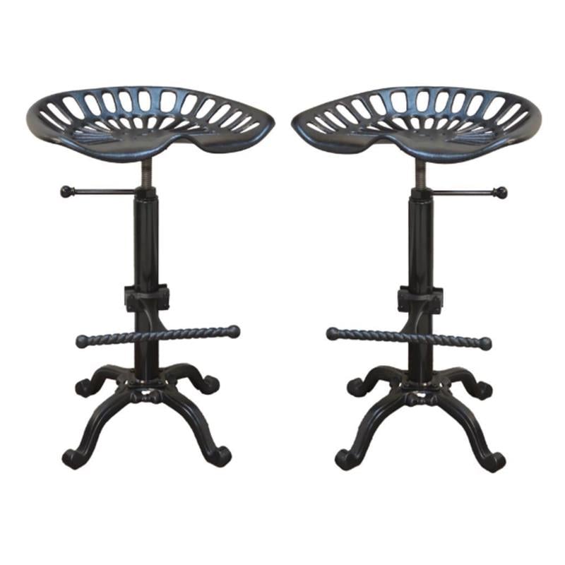Pemberly Row Adjustable Tractor Seat Stool in Black - Set of 2
