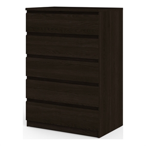 pemberly row 5 drawer chest in coffee