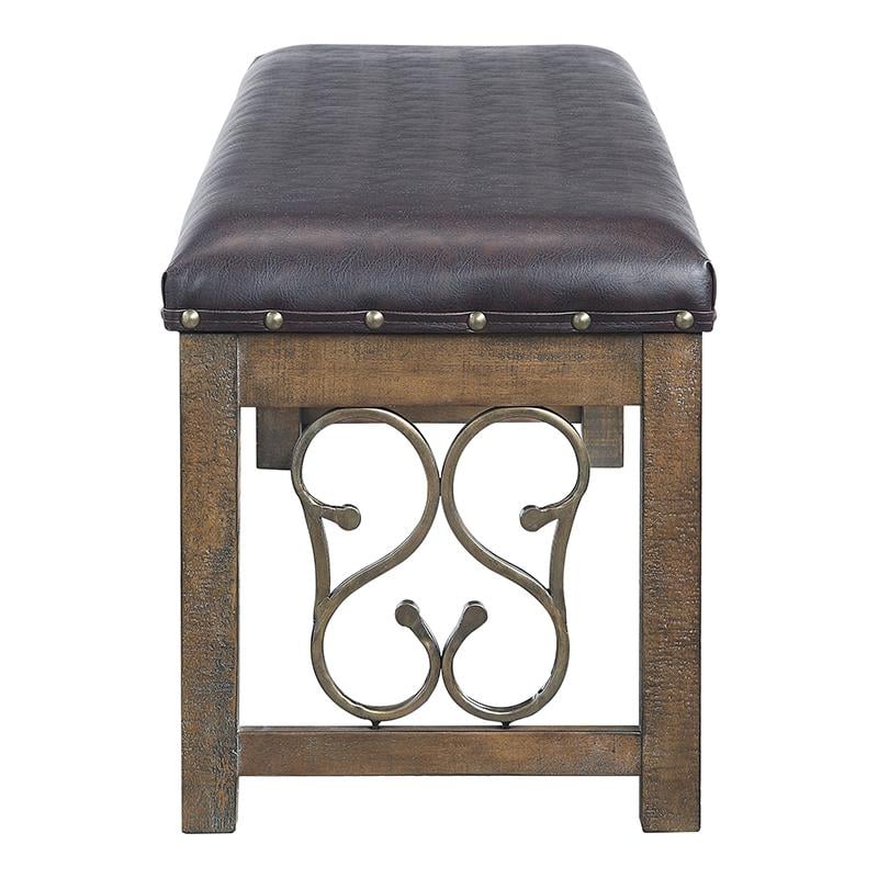 Pemberly Row Contemporary Bench in Black and Weathered Cherry