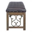 Pemberly Row Contemporary Bench in Black and Weathered Cherry