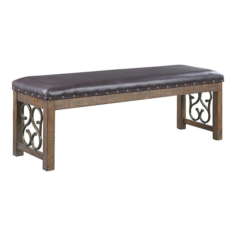 Pemberly Row Contemporary Bench in Black and Weathered Cherry