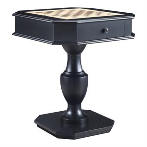 Pemberly Row Contemporary 2-Drawer Wooden Game Table in Black