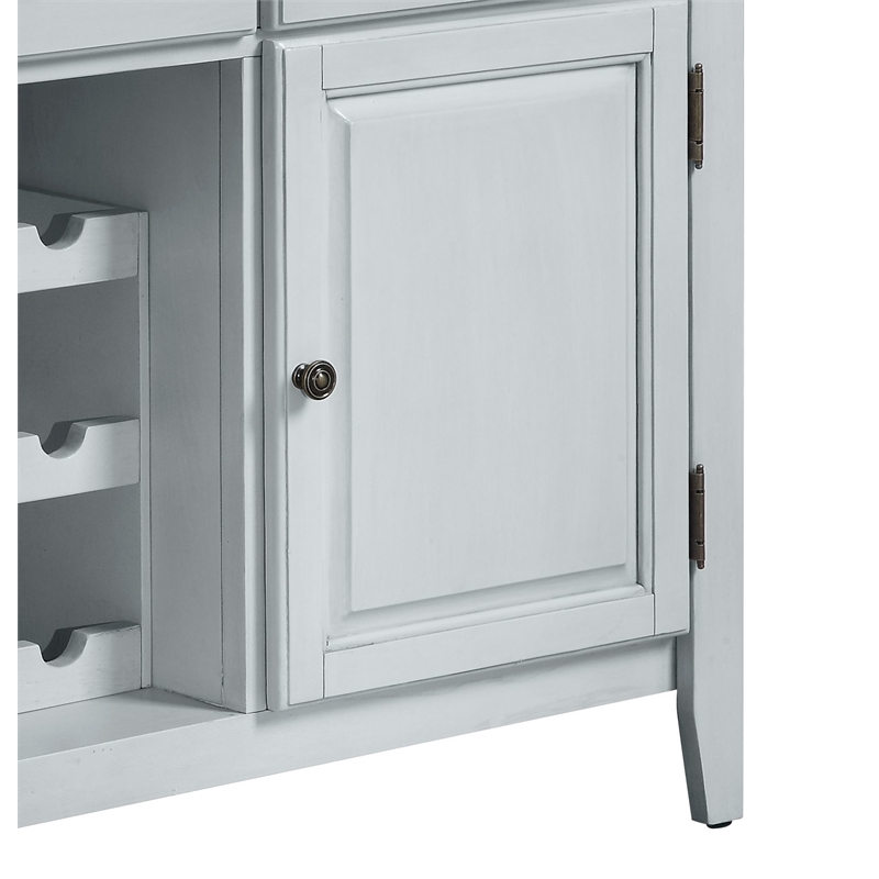 Pemberly Row Contemporary Server in Marble & Antique White Finish
