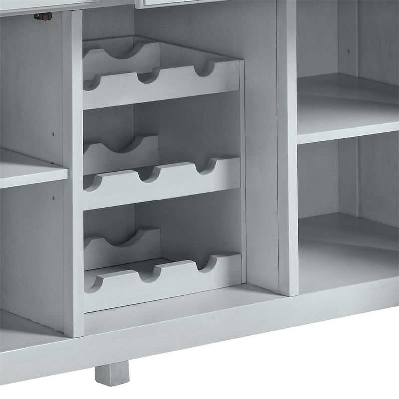 Pemberly Row Contemporary Server in Marble & Antique White Finish