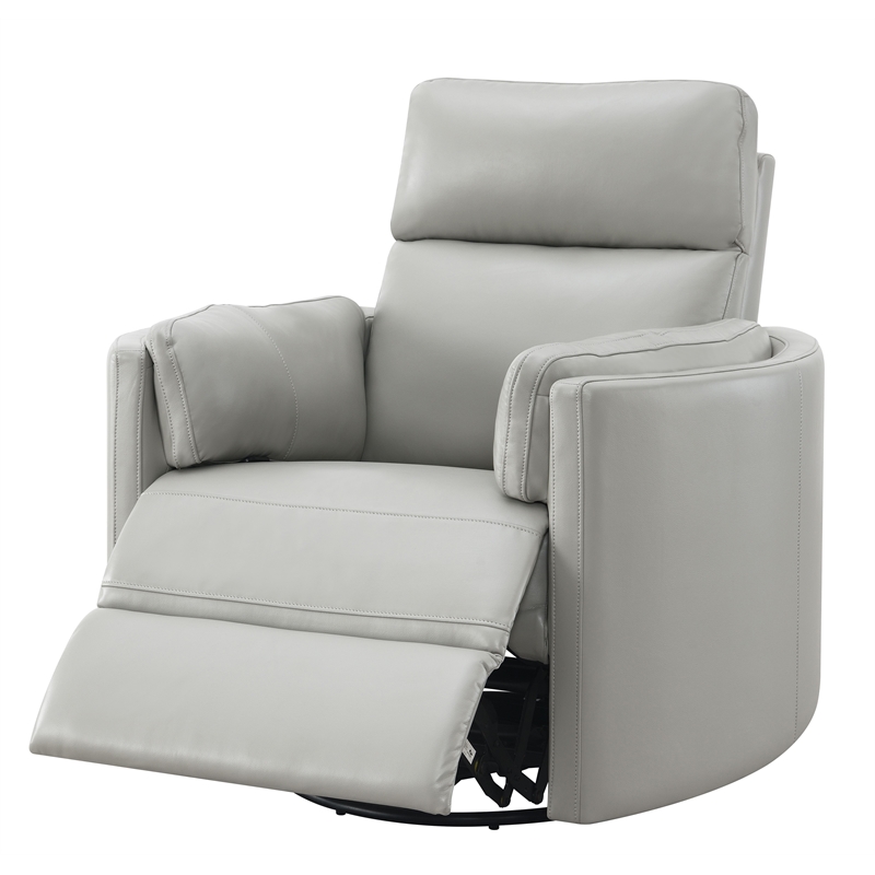Pemberly Row Modern Wooden Glider Recliner with Swivel in Gray