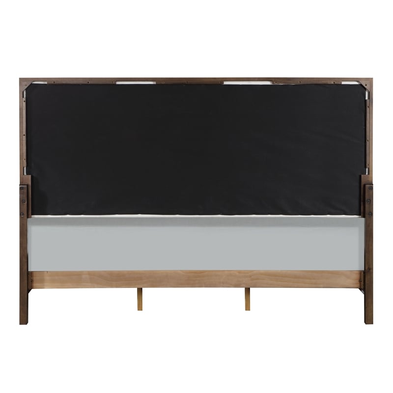 Pemberly Row Modern Wooden Bed in Light Gray and White and Brown