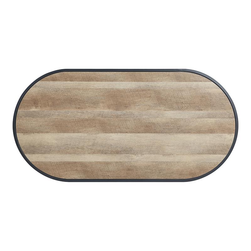 Pemberly Row Oval Wooden Coffee Table in Oak and Sandy Black