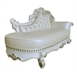 Pemberly Row Wooden Upholstered Chaise with Two Pillows in Pearl