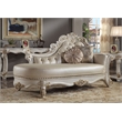 Pemberly Row Wooden Upholstered Chaise with Two Pillows in Pearl