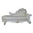 Pemberly Row Wooden Upholstered Chaise with Two Pillows in Pearl
