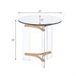 Pemberly Row Round Tempered Glass Top End Table in Clear and Gold