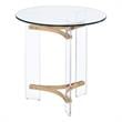Pemberly Row Round Tempered Glass Top End Table in Clear and Gold