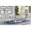 Pemberly Row Wooden Coffee Table with Scrolled Leg in Antique Pearl
