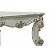 Pemberly Row Wooden Coffee Table with Scrolled Leg in Antique Pearl