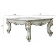 Pemberly Row Wooden Coffee Table with Scrolled Leg in Antique Pearl