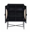 Pemberly Row 2-door Rectangular Wine Cabinet with Rattan Insert in Black