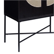 Pemberly Row 2-door Rectangular Wine Cabinet with Rattan Insert in Black