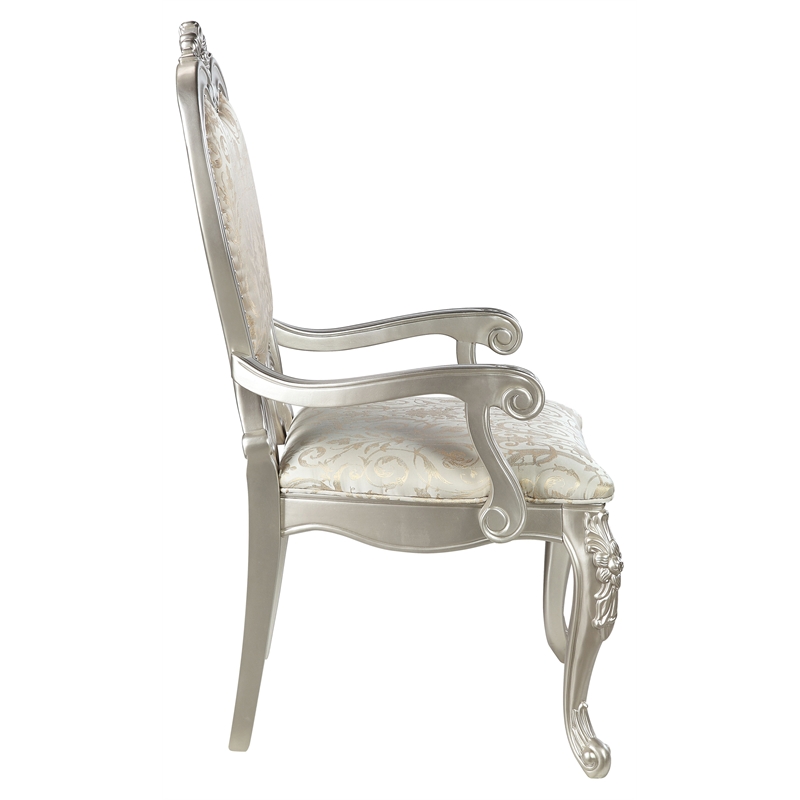 Pemberly Row Nailhead Trim Fabric Upholstery Arm Chair in Champagne (Set of 2)