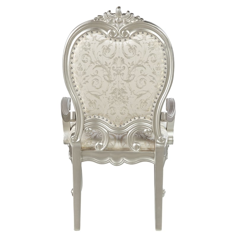 Pemberly Row Nailhead Trim Fabric Upholstery Arm Chair in Champagne (Set of 2)