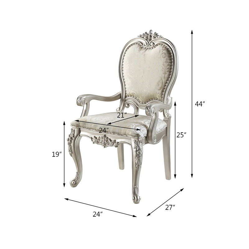 Pemberly Row Nailhead Trim Fabric Upholstery Arm Chair in Champagne (Set of 2)