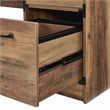 Pemberly Row Contemporary L-Shape Executive Desk in Rustic Oak