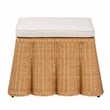 Pemberly Row Contemporary Bohemian Honey Scallop Rattan Ottoman