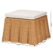 Pemberly Row Contemporary Bohemian Honey Scallop Rattan Ottoman