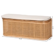 Pemberly Row Contemporary Bohemian Natural Rattan Storage Bench