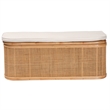 Pemberly Row Contemporary Bohemian Natural Rattan Storage Bench
