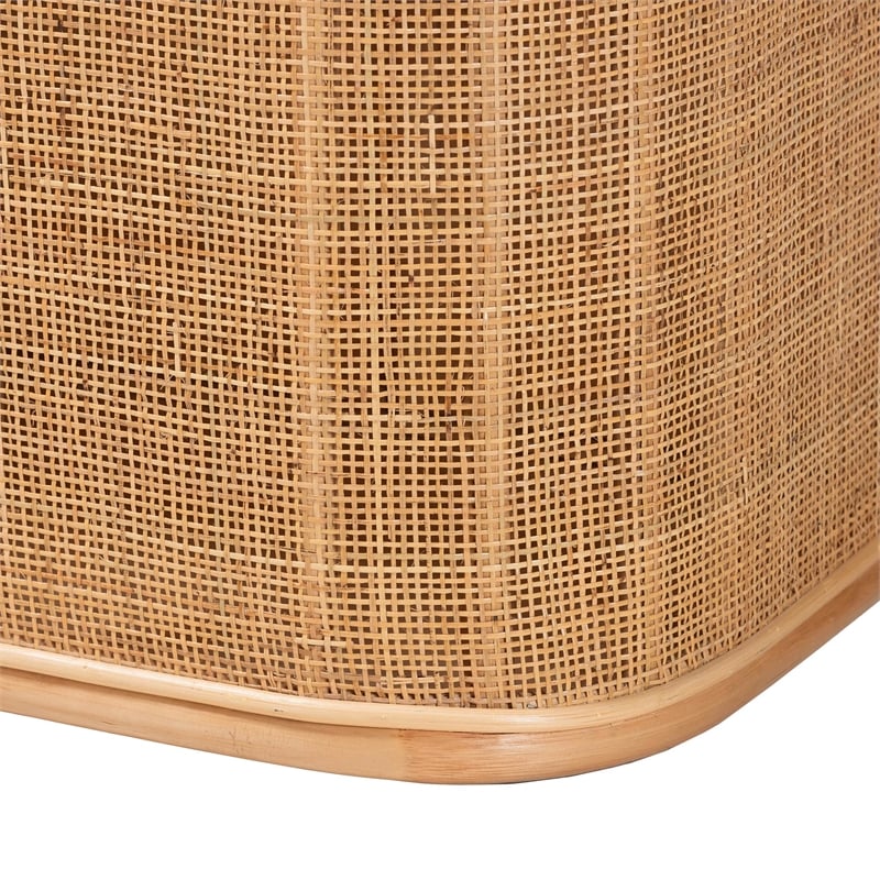 Pemberly Row Contemporary Bohemian Natural Rattan Storage Bench